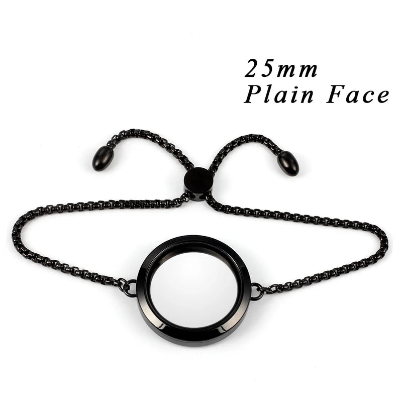 Floating Memory Charms Locket Bracelet with Crystals 316L Stainless Steel