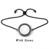 Floating Memory Charms Locket Bracelet with Crystals 316L Stainless Steel