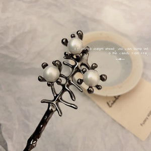 Flower Branch Pearl Hairpin Metal Hair Sticks for Women