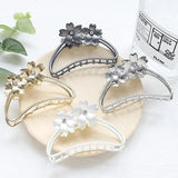Geometric Metal Flower Hair Claw Clip for Women