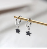 Sterling Silver Pentagram Star Dangle Earrings for Women