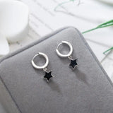 Sterling Silver Pentagram Star Dangle Earrings for Women