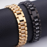 16MM Stainless Steel Bracelet Men's Watch Strap with CZ