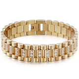 16MM Stainless Steel Bracelet Men's Watch Strap with CZ