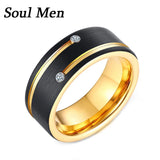 Tungsten Carbide CZ Stone Inlay Wedding Band Anniversary Ring