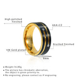 Tungsten Carbide CZ Stone Inlay Wedding Band Anniversary Ring
