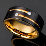 Tungsten Carbide CZ Stone Inlay Wedding Band Anniversary Ring
