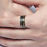 Tungsten Carbide CZ Stone Inlay Wedding Band Anniversary Ring