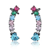 Copper Colorful Zirconia Clip Earrings Wedding Party Gift