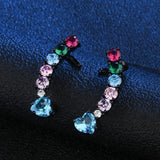 Copper Colorful Zirconia Clip Earrings Wedding Party Gift