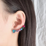 Copper Colorful Zirconia Clip Earrings Wedding Party Gift