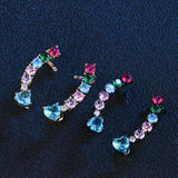 Copper Colorful Zirconia Clip Earrings Wedding Party Gift