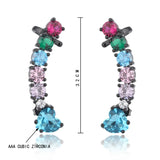 Copper Colorful Zirconia Clip Earrings Wedding Party Gift