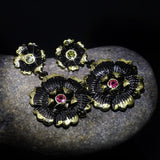 Filled Ruby Earrings for Women Christmas Hiphop Party Fine Jewelry