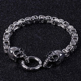 Men's Chinese Ghost Head Punk Bracelet Stainless Steel Bangle