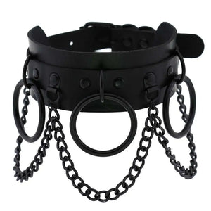 Gothic Punk Choker Chain Collar Leather Chocker Harajuku Rock Necklace