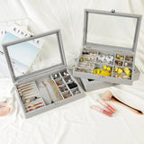 Black/Gray S/L Jewelry Storage Box Earring Holder Tray