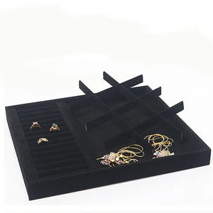 Black/Gray Velvet Earring Tray Display Stand Storage Ring Organizer Box