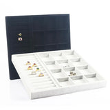 Black/Gray Velvet Earring Tray Display Stand Storage Ring Organizer Box
