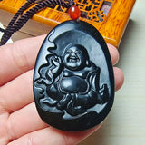 Green Jade Buddha Pendant Necklace Women Natural Carved Real Charm