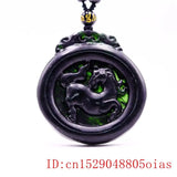 Green Jade Horse Pendant Necklace Carved Natural Jewellery Amulet Charm Chinese
