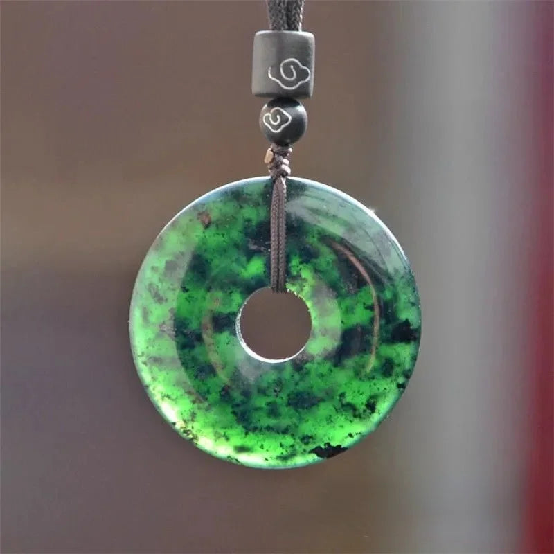 Green Jade Safe Buckle Pendant Necklace Natural Jadeite Hand-Carved Charm