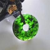 Green Jade Safe Buckle Pendant Necklace Natural Jadeite Hand-Carved Charm