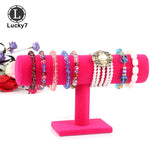 Green Velvet Bracelet Chain Watch T-Bar Rack Jewelry Hard Display Stand
