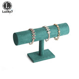 Green Velvet Bracelet Chain Watch T-Bar Rack Jewelry Hard Display Stand
