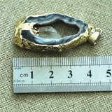 Grey Polished Druzy Stone Pendant Geode Agates Slice Jewelry