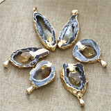 Grey Polished Druzy Stone Pendant Geode Agates Slice Jewelry