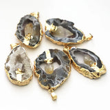 Grey Polished Druzy Stone Pendant Geode Agates Slice Jewelry