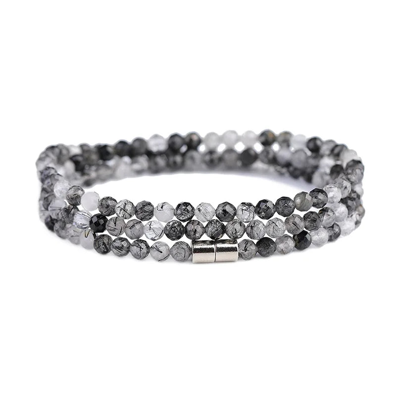 Natural Crystal Beaded Bracelet Three Circle Bracelets Gift Jewelry
