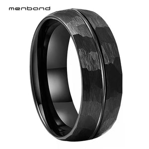 Tungsten Wedding Band 8MM Grooved Brushed Finish