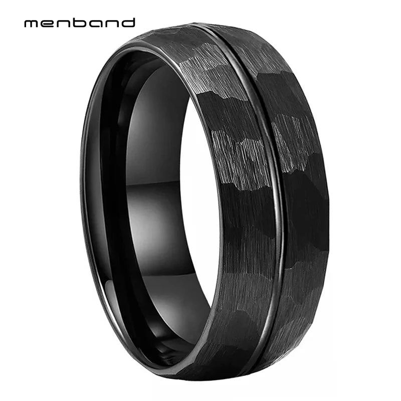 Tungsten Wedding Band 8MM Grooved Brushed Finish