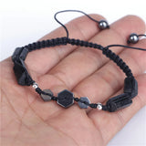 Tourmaline Hematite Adjustable Macrame Bracelet