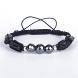 Tourmaline Hematite Adjustable Macrame Bracelet