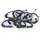 Tourmaline Hematite Adjustable Macrame Bracelet