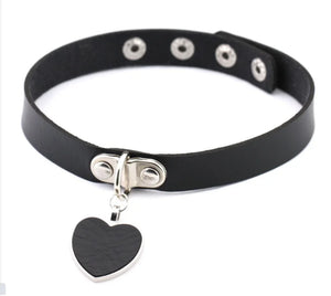 Heart Choker Necklaces Goth Punk Leather Collar Jewelry