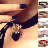 Heart Choker Necklaces Goth Punk Leather Collar Jewelry