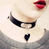 Heart Choker Necklaces Goth Punk Leather Collar Jewelry