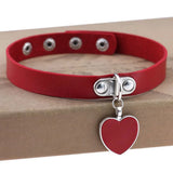 Heart Choker Necklaces Goth Punk Leather Collar Jewelry