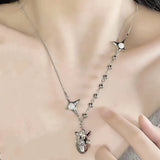 Heart Metal Tassel Chain Star Big Cross Pendant Necklace for Women