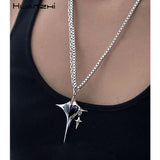 Heart Metal Tassel Chain Star Big Cross Pendant Necklace for Women