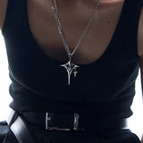 Heart Metal Tassel Chain Star Big Cross Pendant Necklace for Women