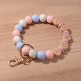 Silicon Bead Heart Pendant Keychain Bracelet Accessory Gift