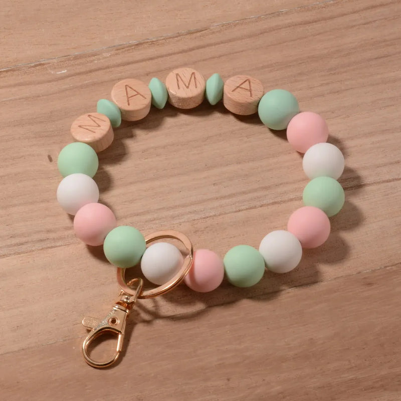 Silicon Bead Heart Pendant Keychain Bracelet Accessory Gift
