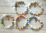 Silicon Bead Heart Pendant Keychain Bracelet Accessory Gift