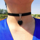 Heart Pendant Wide Neck Strap Punk Dark Collarbone Chain Necklace