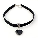 Heart Pendant Wide Neck Strap Punk Dark Collarbone Chain Necklace